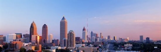 Twilight Skyline Atlanta Georgia USA Canvas Art - Panoramic Images (36 x 12)