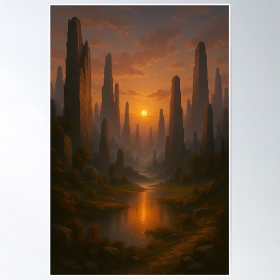 Twilight Stone Forest Poster Wall Art, Modern Wall Decor, 8x12 UNFRAMED