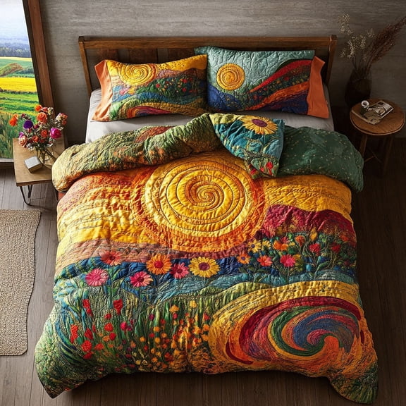 Twilight Sun 3-Piece Quilted Bedding Set
