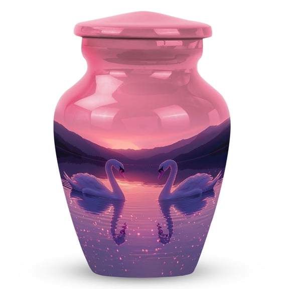 Twilight Swan Silhouettes - Small Urns For Human Ashes Keepsake - Petite Decorative Urn for Human Ashes - Tiny Elegant Keepsake - Small Memorial for Adults 3 Inch, 1 Pc