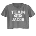 thumbnail image 1 of Twilight Team Jacob Graphite Heather Women's Festival Crop Top T-Shirt, 1 of 2