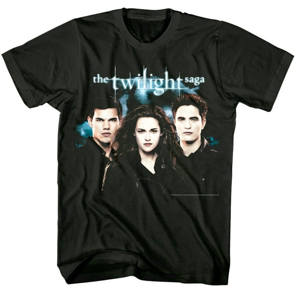 Twilight - Trio White Background - Officially Licensed - Gray Solid Front Print Adult Short Sleeve T-Shirt