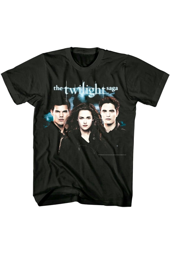 Twilight - Trio White Background - Officially Licensed - Gray Solid Front Print Adult Short Sleeve T-Shirt