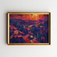 Twilight Valley Wall Art Print, Abstract Cubist Mountain Moody Sunset ...