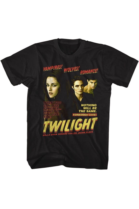 Twilight Vampire Wolves Romance Black Adult T-Shirt S