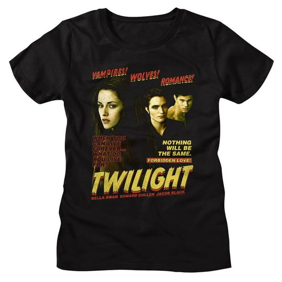Twilight Vampires Wolves Romance Black Women's T-Shirt 2Xl
