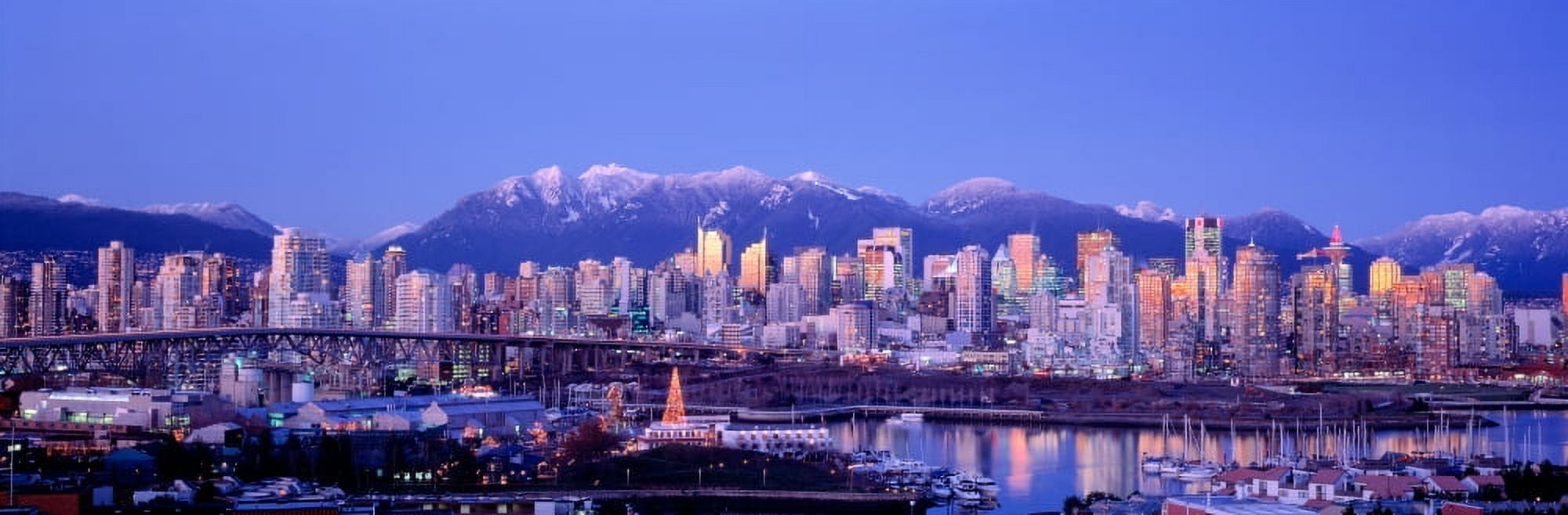 Twilight Vancouver Skyline British Columbia Canada Canvas Art - Panoramic Images (27 x 9)