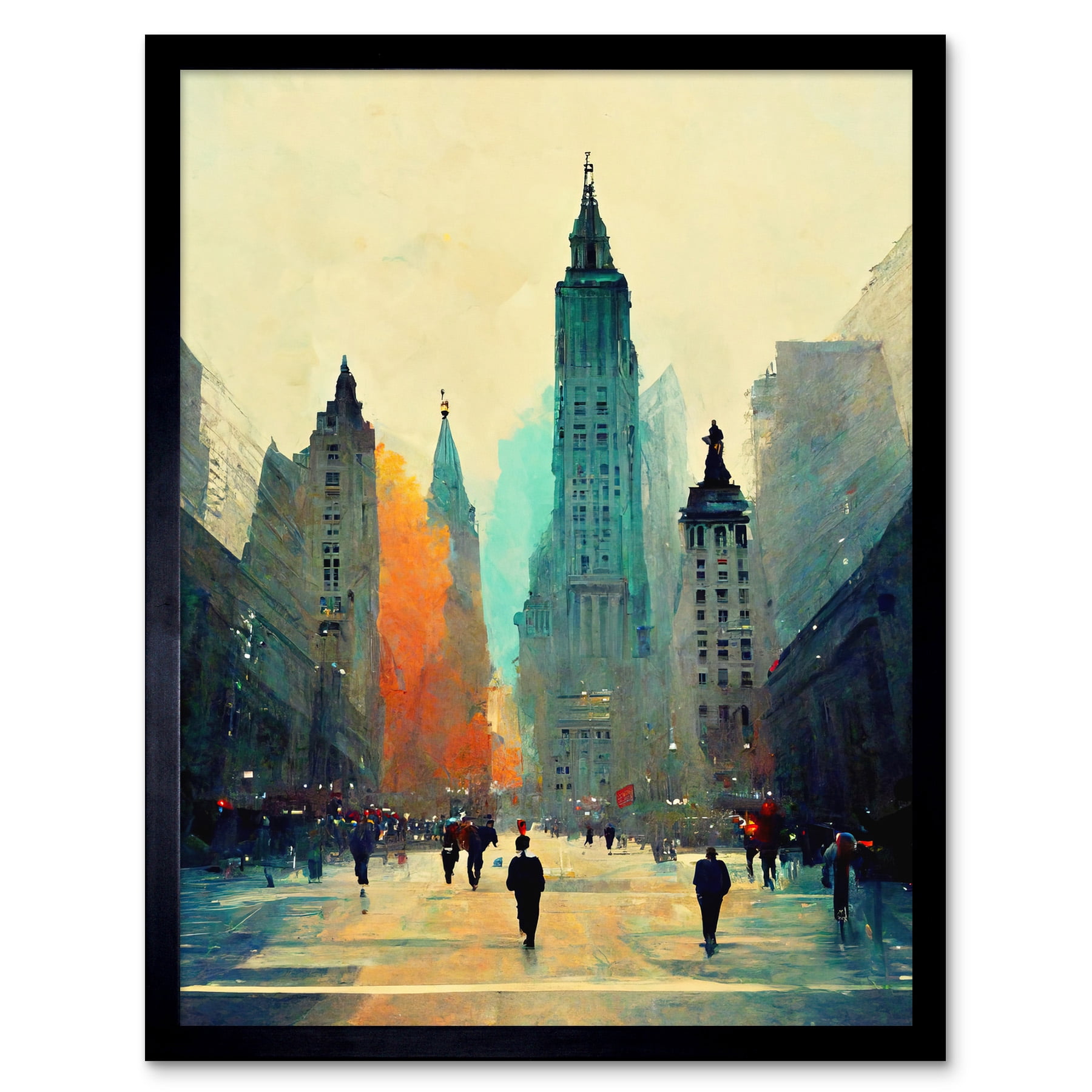 Twilight Wall Street New York City NYC Skyline Art Print Framed Poster ...