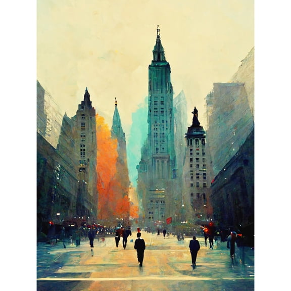 Twilight Wall Street New York City NYC Skyline Unframed Wall Art Print Poster Home Decor