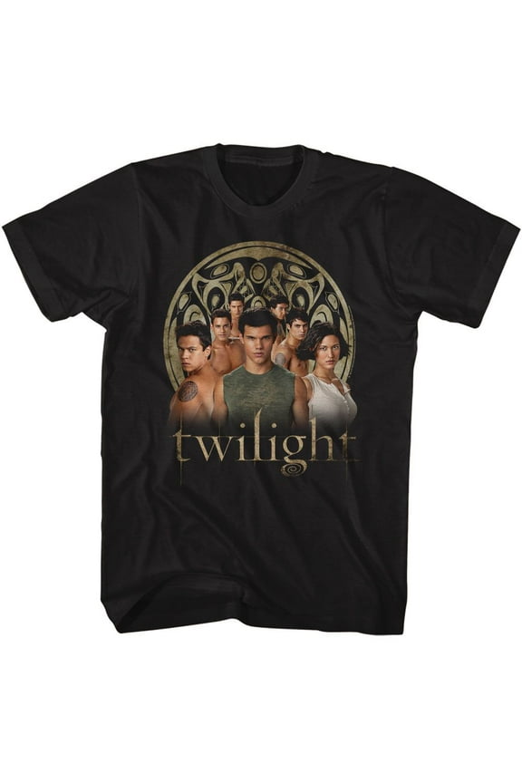 Twilight Wolf Pack Group Photo Black Adult T-Shirt Xlt
