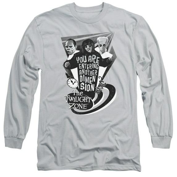 Twilight Zone Another Dimension Long Sleeve Adult 18/1 T-Shirt Silver