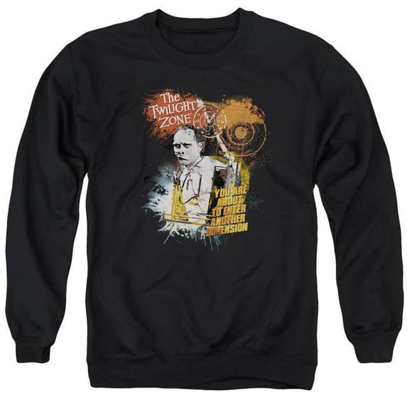 Twilight Zone & Enter At Own Risk Adult Cotton & Polyster Crewneck Sweatshirt, Black - Extra Large