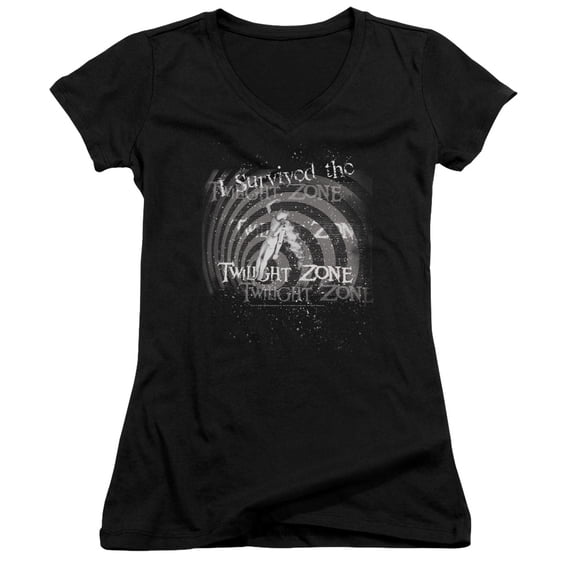Twilight Zone I Survived Junior Women's V-Neck T-Shirt Black