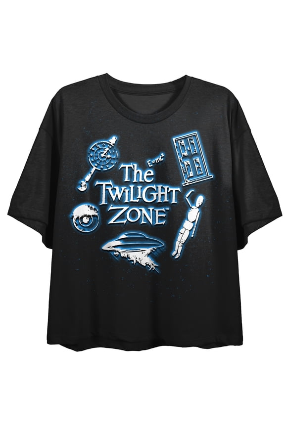 Twilight Zone Icons Women's Black Short Sleeve Crop Tee-S