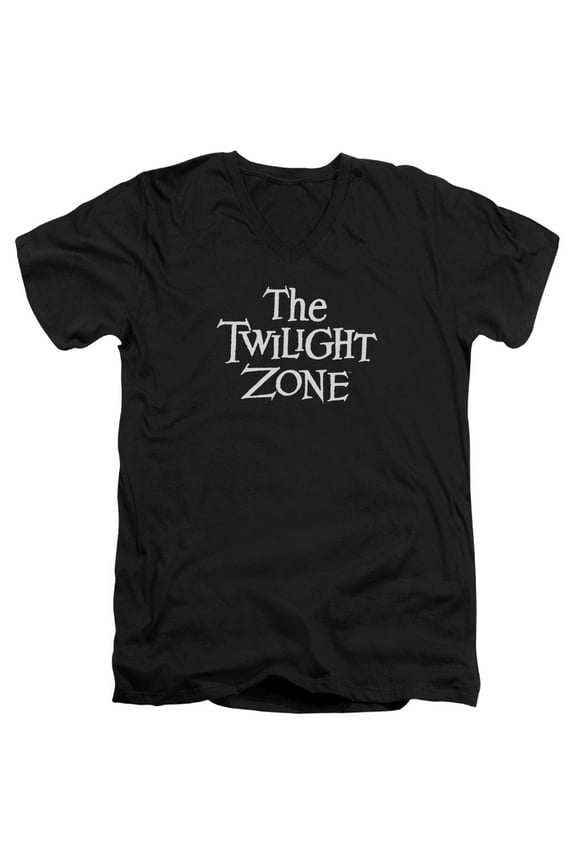 Twilight Zone Logo Adult V-Neck T-Shirt Black