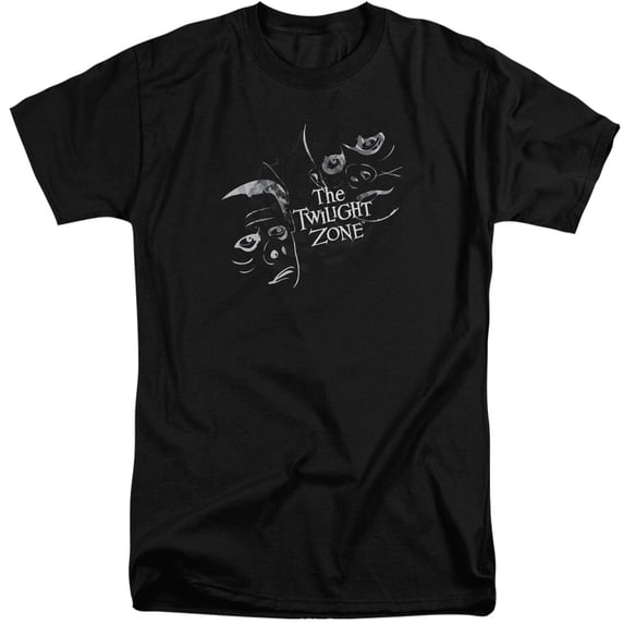 Twilight Zone Strange Faces Adult Tall T-Shirt Black