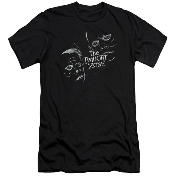 Twilight Zone Strange Faces Premium Canvas Adult Slim Fit 30/1 T-Shirt Black