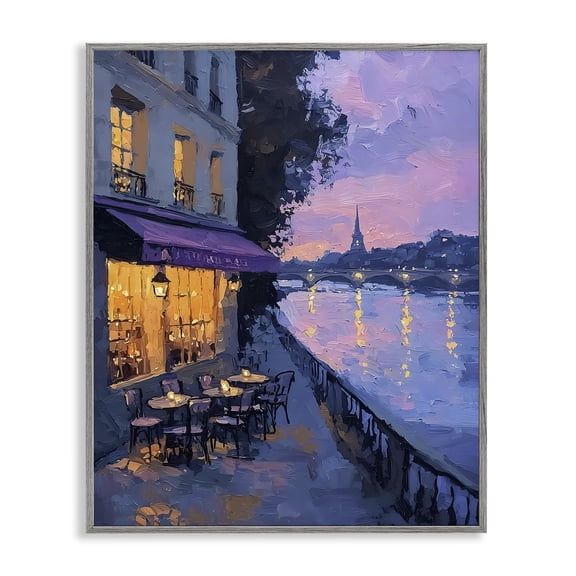 Stupell Industries Twilight in Paris Scene Gray Framed Giclee Art, design by Riley B