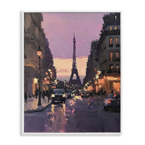 Stupell Industries Twilight in Paris Streets White Framed Giclee Art, design by Riley B