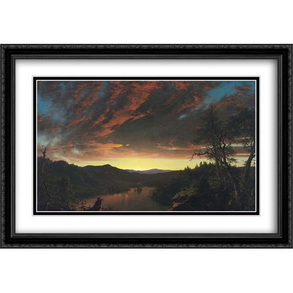 Twilight in the Wilderness 2x Matted 40x28 Large Black Ornate Framed Art Print by Frederic Edwin Church