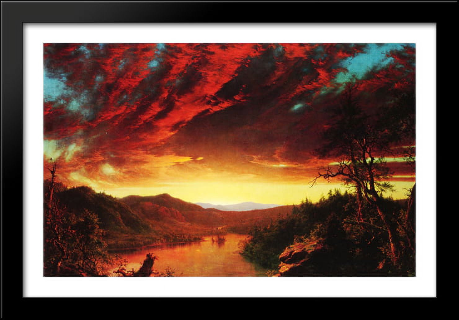Twilight in the Wilderness 40x26 Large Black Wood Framed Print Art