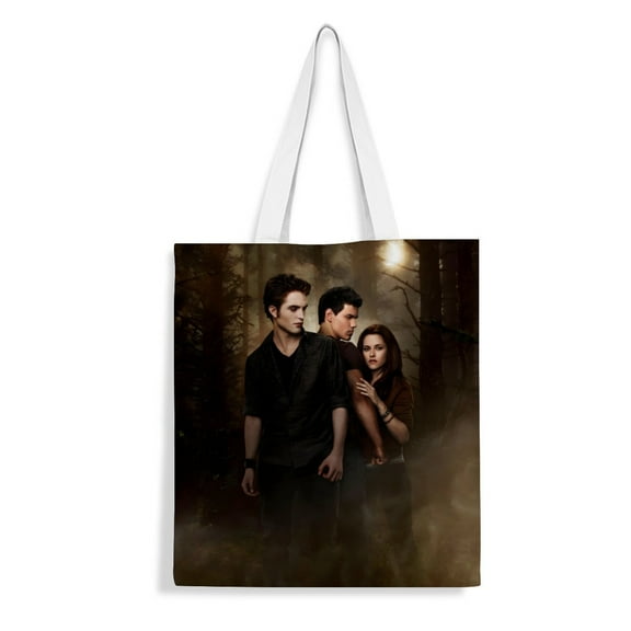Twilight-theme canvas Tote Bag for Women Aesthetic Shopping Grocery Reusable Bags with Inner Zipper Women Gift 13.8 x 15.8 inches35x40cm