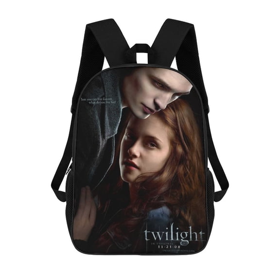 Twilight themed backpack, lightweight and durable laptop bag, 17-inch, stylish 3D-print backpack.