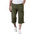 thumbnail image 1 of Twill Cargo Shorts for Men Multi Pockets Mens Long Shorts Below Knee Casual Hiking Summer Capri Pants Big and Tall Size M-5XL Army Green, 1 of 6