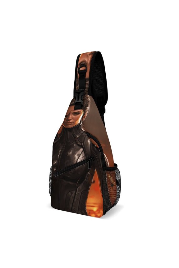Twill Chest Bag Pack – Multi‑Pocket with Mesh Side Pockets Adjustable Strap – Agent Pattern