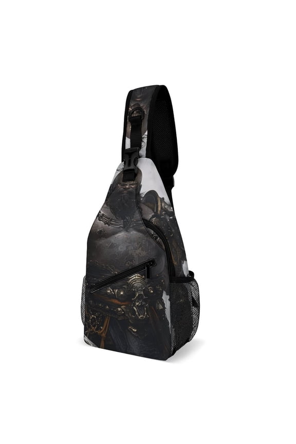 Twill Chest Bag Pack – Multi‑Pocket with Mesh Side Pockets Adjustable Strap – BLACK MYTH HUNK Pattern