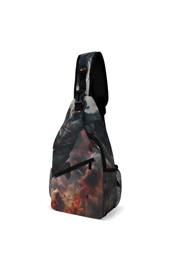 Twill Chest Bag Pack – Multi‑Pocket with Mesh Side Pockets Adjustable Strap – Hero Pattern