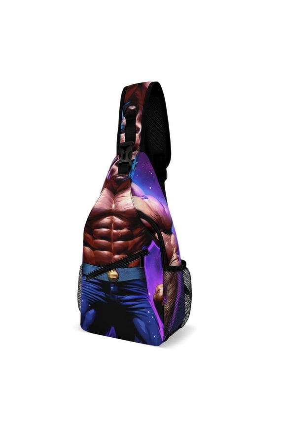 Twill Chest Bag Pack – Multi‑Pocket with Mesh Side Pockets Adjustable Strap – Hero Pattern