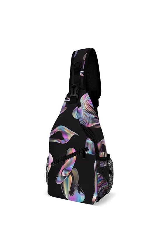 Twill Chest Bag Pack Unisex – Multi‑Pocket with Mesh Side Pockets Adjustable Strap – 3D Chrome Shape