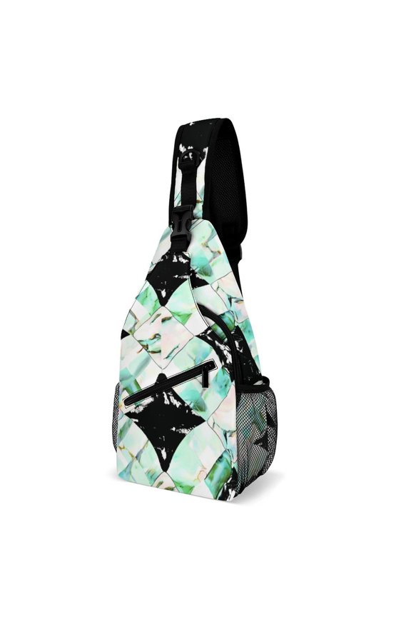 Twill Chest Bag Pack Unisex – Multi‑Pocket with Mesh Side Pockets Adjustable Strap – Acid Blue