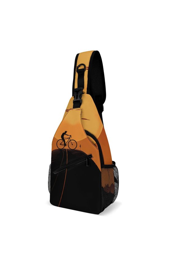 Twill Chest Bag Pack Unisex – Multi‑Pocket with Mesh Side Pockets Adjustable Strap – Bike Fly