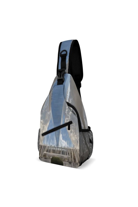 Twill Chest Bag Pack Unisex – Multi‑Pocket with Mesh Side Pockets Adjustable Strap – Building