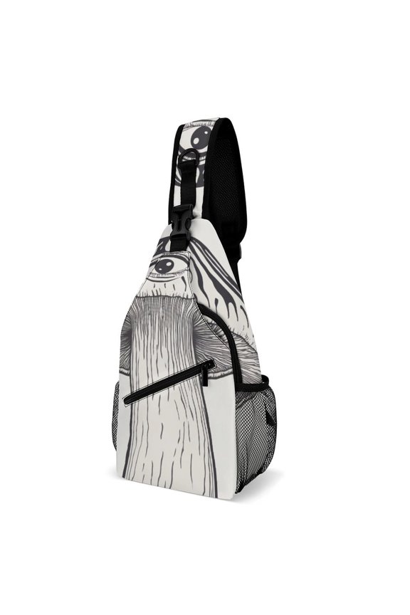 Twill Chest Bag Pack Unisex – Multi‑Pocket with Mesh Side Pockets Adjustable Strap – Creep Mushroom