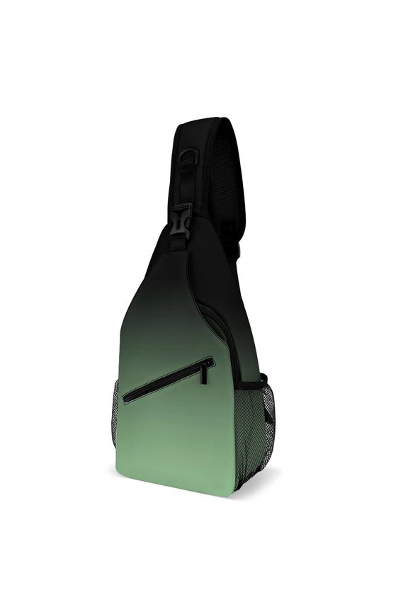 Twill Chest Bag Pack Unisex – Multi‑Pocket with Mesh Side Pockets Adjustable Strap – Dark Sea Green Fade Dark