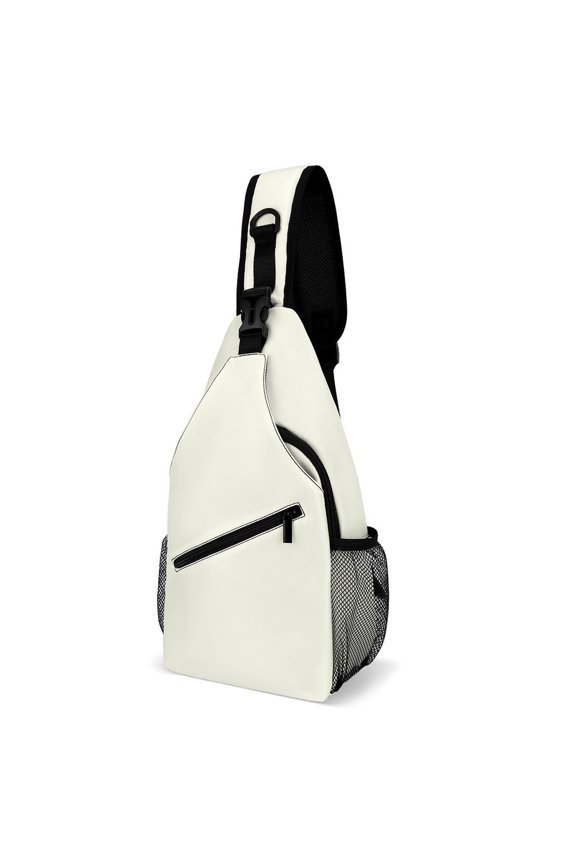 Twill Chest Bag Pack Unisex – Multi‑Pocket with Mesh Side Pockets Adjustable Strap – Ivory GREEN