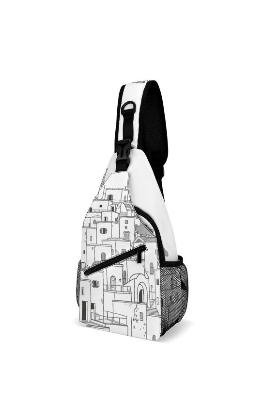 Twill Chest Bag Pack Unisex – Multi‑Pocket with Mesh Side Pockets Adjustable Strap – Kastellorizo Greece