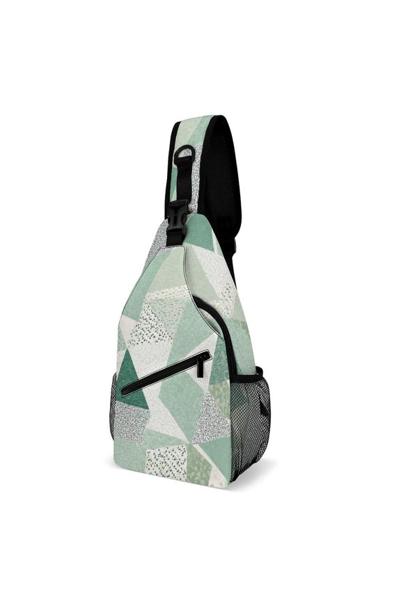 Twill Chest Bag Pack Unisex – Multi‑Pocket with Mesh Side Pockets Adjustable Strap – Light Mint Green