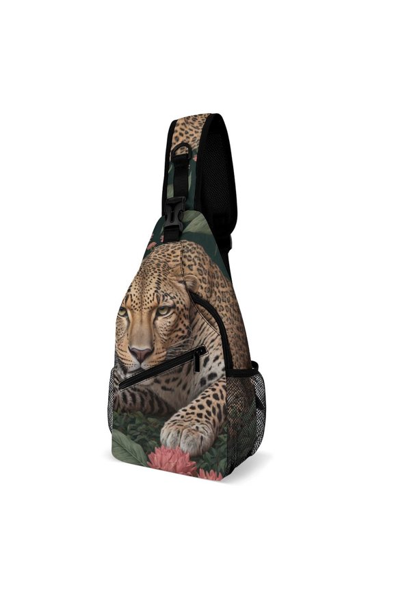 Twill Chest Bag Pack Unisex – Multi‑Pocket with Mesh Side Pockets Adjustable Strap – Panther