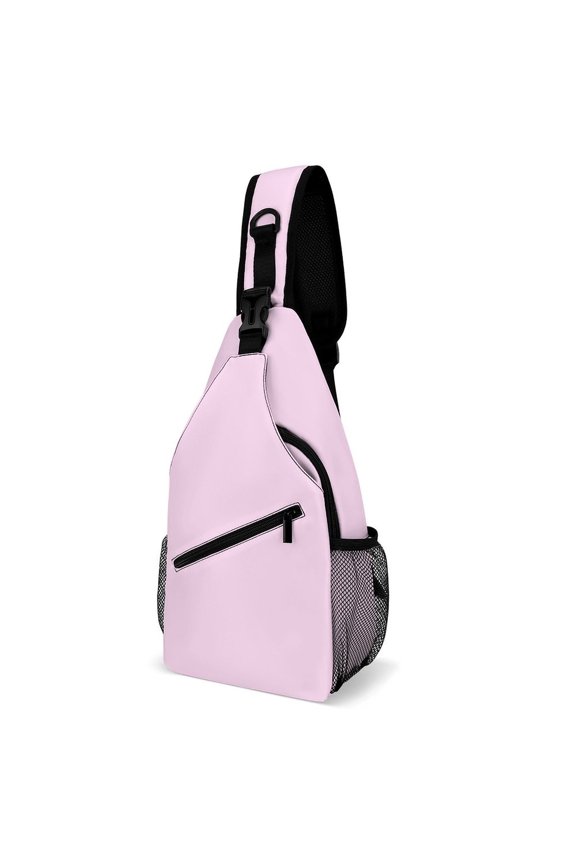 Twill Chest Bag Pack Unisex – Multi‑Pocket with Mesh Side Pockets Adjustable Strap – Pink Lace