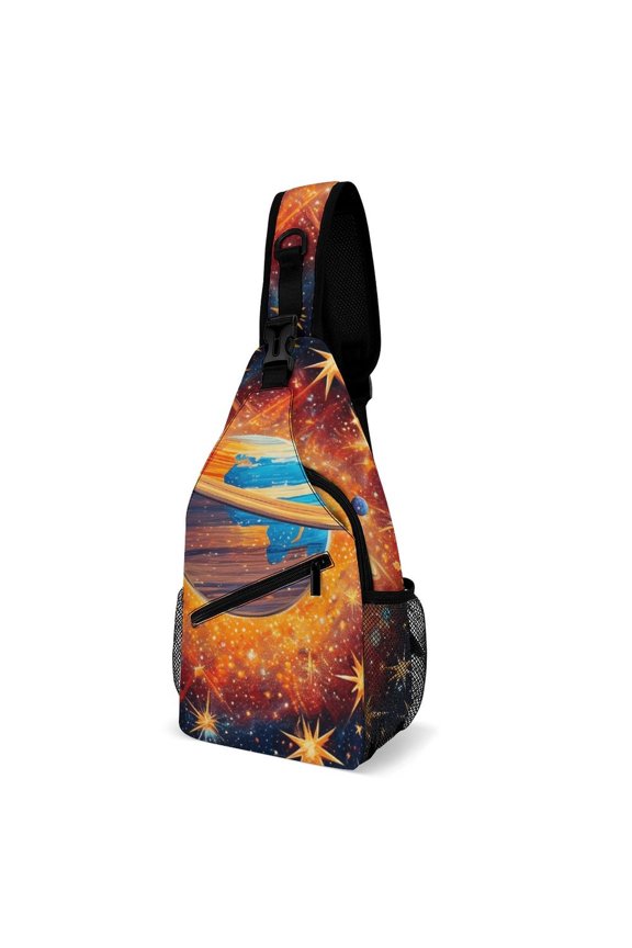 Twill Chest Bag Pack Unisex – Multi‑Pocket with Mesh Side Pockets Adjustable Strap – Planet