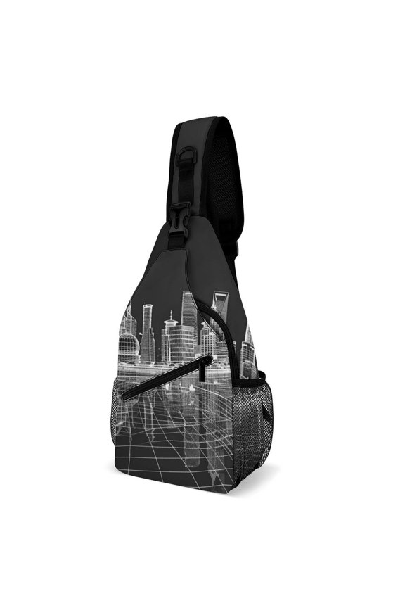 Twill Chest Bag Pack Unisex – Multi‑Pocket with Mesh Side Pockets Adjustable Strap – SHANGHAI Hologram