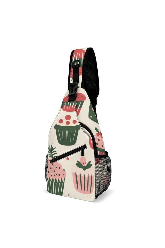 Twill Chest Bag Pack Unisex – Multi‑Pocket with Mesh Side Pockets Adjustable Strap – Snow Cake Gift Christmas