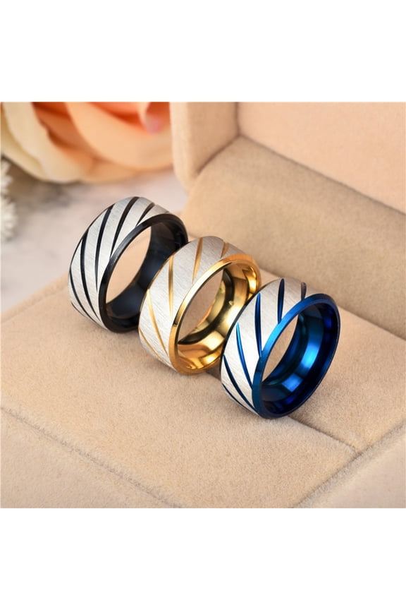 Adult Simple Inner Double Edge Batch Flower Twill Horizontal Sand Ring, 5.19 cm, Black