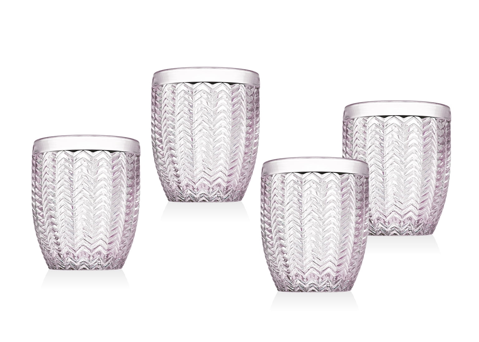 Twill Pink Set of 4 Double Old Fashion Glasses 11oz