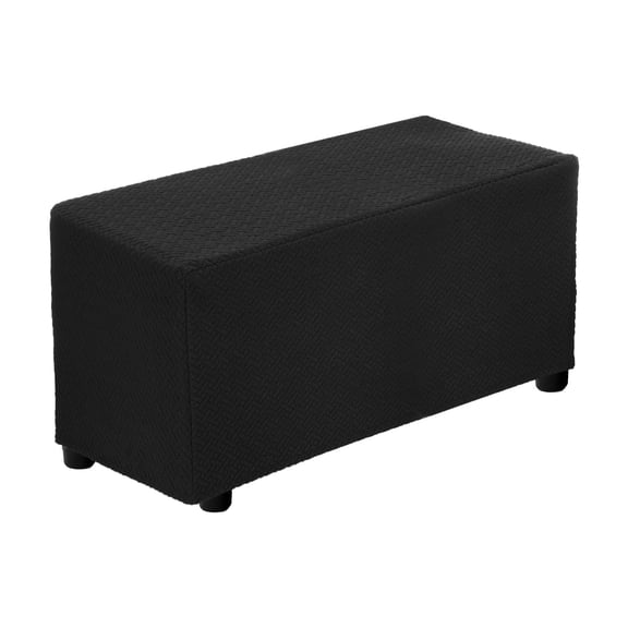 Twill Rectangle Ottoman Cover Fit Length 33"-40", M-Large, Black