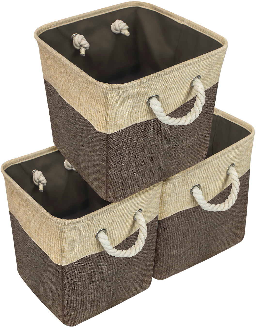 Twill Storage Basket Set (large) - 3 Pack, Brown - Walmart.com